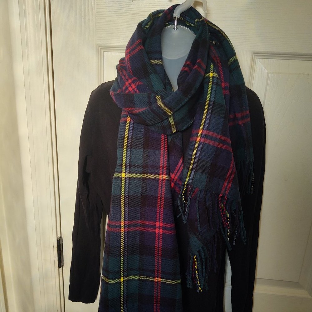 Plaid  Scarf Cover-up Shawl Wrap with fringe Men Women